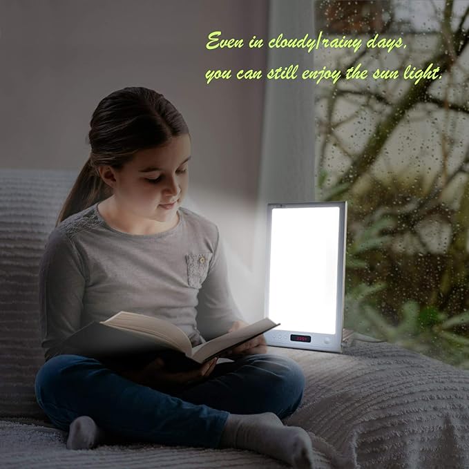 Light Therapy Sunrise Wake-up lamp APP Control Light Alarm Clock UV-Free 3 Color 12000lux Full Spectrum Sun lamp Restorative Strength, Focusing Attention