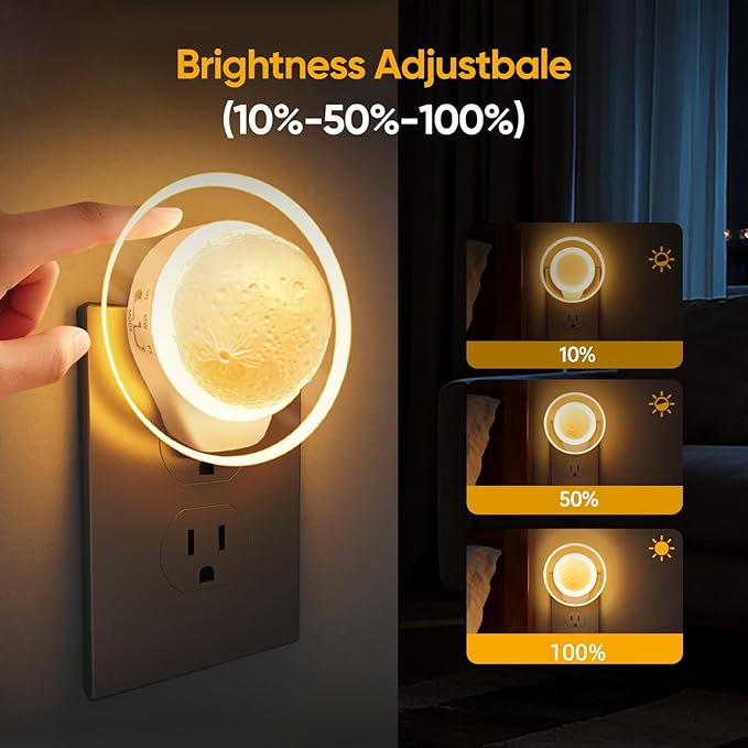 Night Lights Plug into Wall - Motion Sensor Plug in Night Light with Auto Dusk to Dawn,Dimmable Soft White, Bright Nightlight for Cruise Bedroom Bathroom Hallway Kitchen