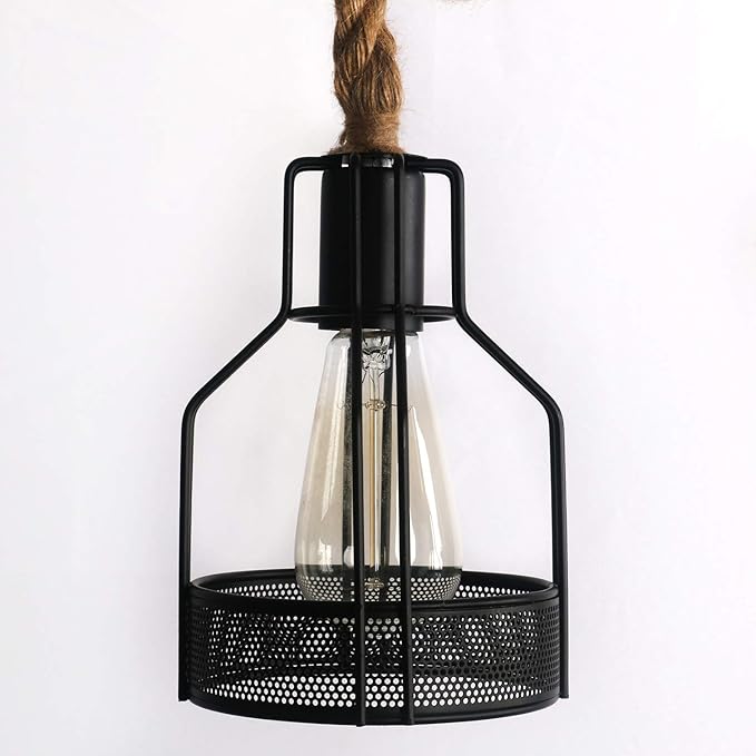 Farmhouse Pendant Lights Kitchen Island, Kitchen Light Fixtures, Rustic Dining Room Light Fixture with 5 E26 Bulb Sockets, Black Metal and Wood Beam Ceiling Pendant Light Fixtures