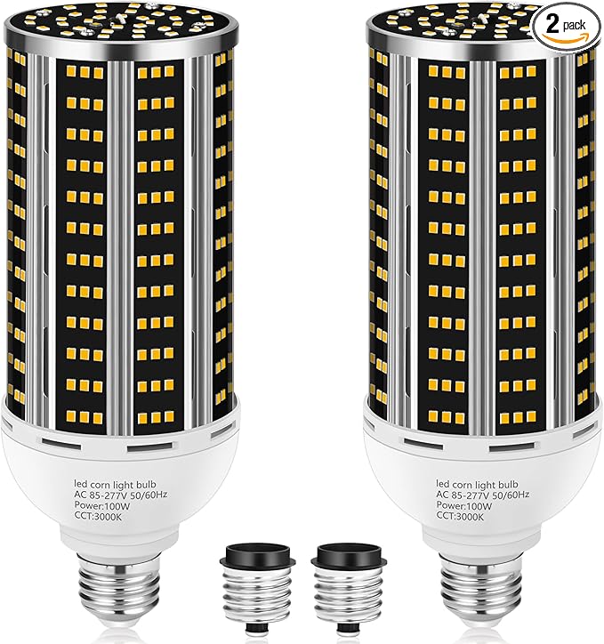 100W 2 pack LED Corn Light Bulb,Warm White 3000K(1000W Equivalent )Commercial Grade E26/E39 14200LM Medium Mogul Base LED Lamp,Large Area Lights For Outdoor Indoor Garage Warehouse Factory Bay Light