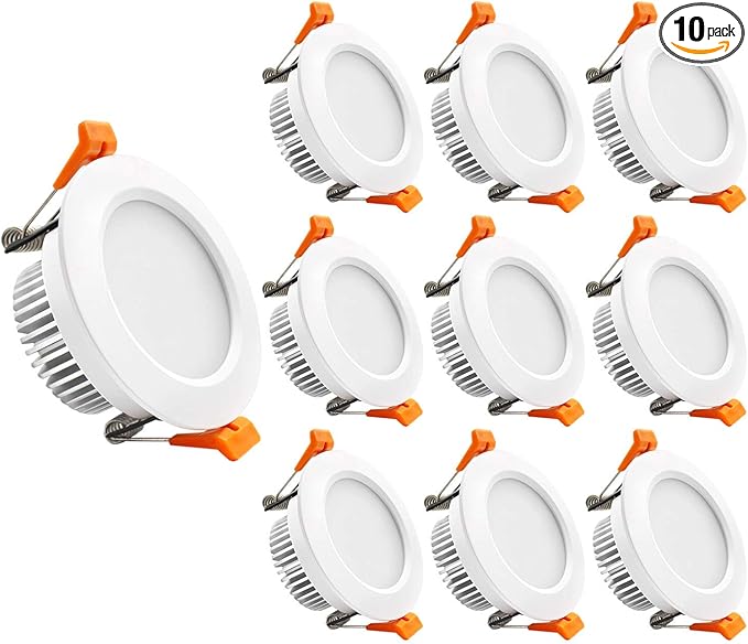YGS-Tech 3 Inch LED Recessed Lighting, Dimmable Downlight 5W(40W Halogen Equivalent), CRI80, 4000K Natural White, Ceiling Light with LED Driver(10 Pack)