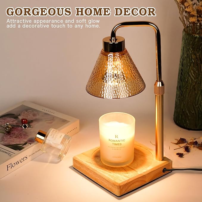 Modern Candle Warmer Lamp, Dimmable Candle Lamp Warmer with Timer, Birthday Gifts for Women Who Have Everything, Valentines Gifts for Her, Adjustable Men's Candle Lamp, Cozy Living Room Bedroom Decor