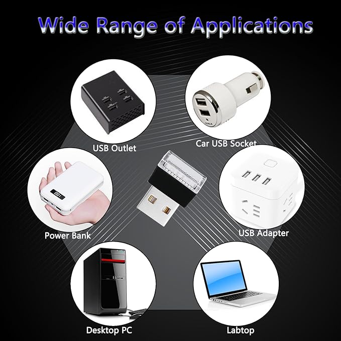 2 Pcs USB LED Car Interior Atmosphere Lamp, Night Light LED Decoration Light Ambient Lighting Kit Interior LED Lights, Portable Vehicle Ambient Lighting Kit for All Car Interior Accessories (Blue)