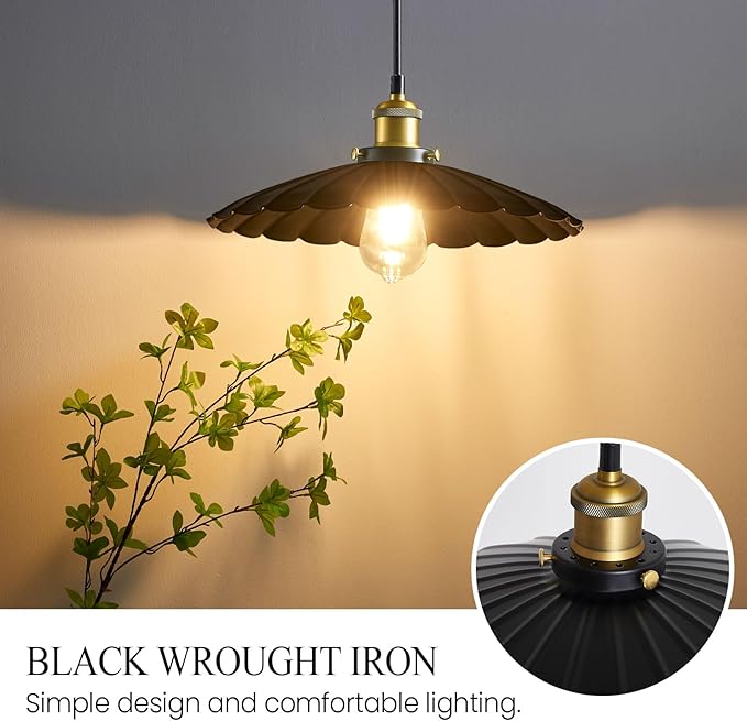 Plug in Pendant Lights for Ceiling,15.7 Inch Retro Black Metal Shade Plug in Hanging Lamp On/Off Switch Dining Room Hallway Hanging Pendant Light for Farmhouse with Light Bulb