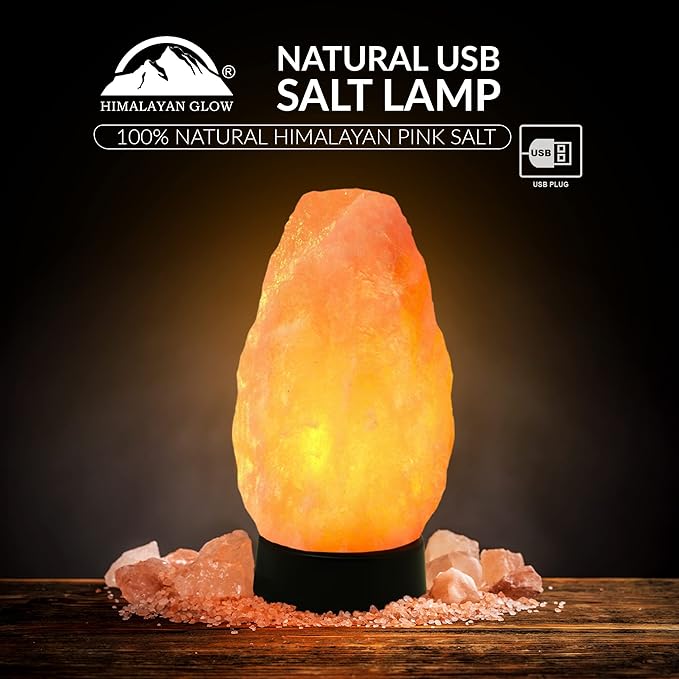 Himalayan Glow Salt Lamp - Multi-Color USB Himalayan Salt Lamp with Dimmer Control | LED Bulb | Plastic Base | Amber Glow, Idle for Gift, Decor & Desk