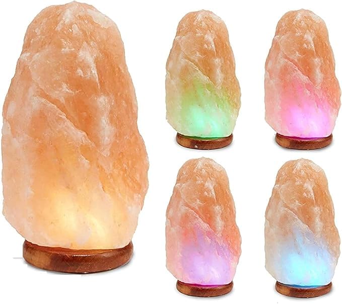 Salt Rock Lamp Set of 2 – Small Himalayan Salt Lamp Night Light for Home & Bedroom Décor