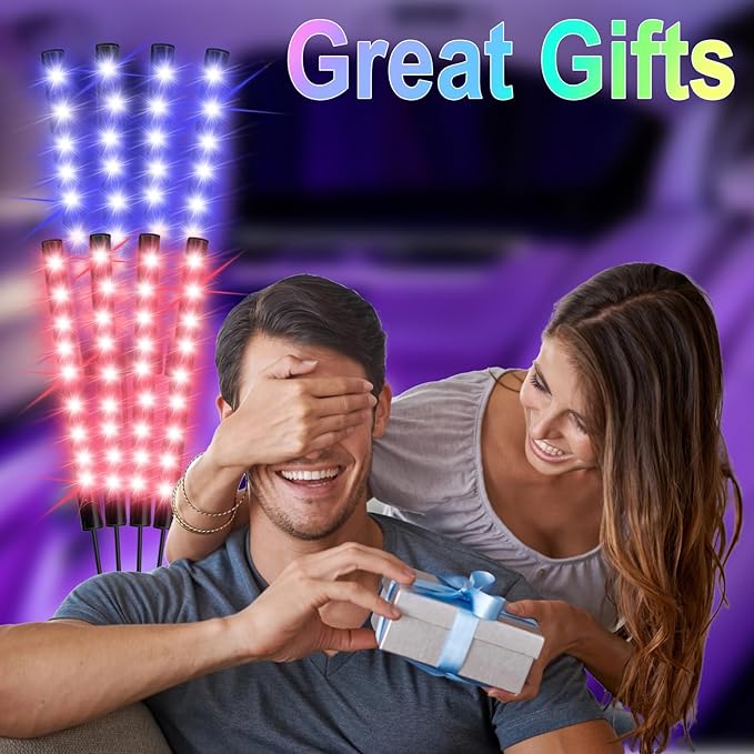 Car Interior Lights, 12V LED Strip Lights with Cigarette Lighter Adapter, Ambient Car Lighting Kit, App & Remote Control Music Sync Color Change Strip Lights for SUVs & Trucks (48LED Beads)