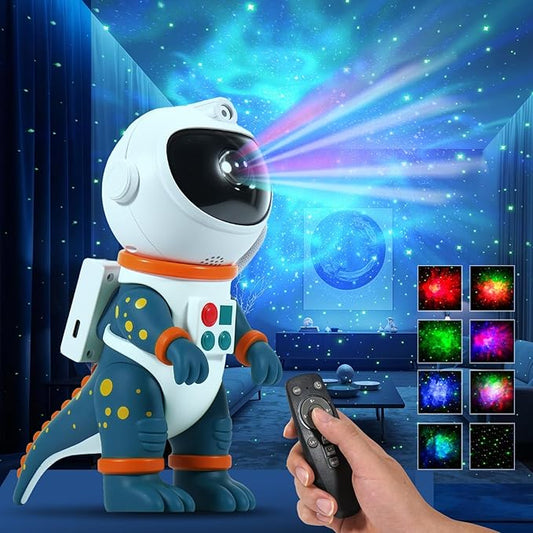 LOVME Galaxy Star Projection Night Light, Dinosaur Astronaut Space Projector with 8 Modes Starry Nebula Effects, Timer & Remote Control, Bedroom Ceiling Decor for Kids, Christmas Birthday Gift(Blue)