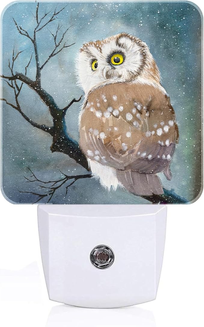 Winter Snow Cute Night Light,Plug Into Wall with Dusk to Dawn Light Sensors, Warm Nightlights for Bedroom, Bathroom, Hallway, Kitchen, Gifts Ideal for Boys Girls Women Men
