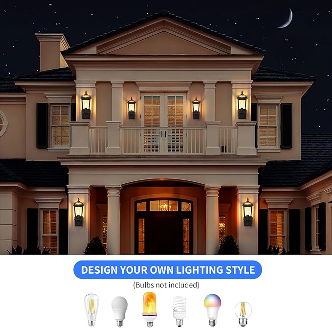 2-Pack Motion Sensor Outdoor Wall Lantern, Dusk to Dawn Outside Modern Lighting Fixtures, Black Exterior Porch Lamp Lighting, Waterproof Outdoor Wall Sconce for Patio (Glass Cover)