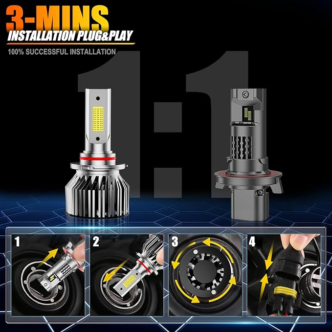 Car Light Bulbs Set Fit For Toyota Camry 2007 2008 2009 2010 2011 2012 2013 2014,High Low Beam Fog Light Bulbs Combo Pack,6500K White Plug and Play Car Driving Lights Bulb,IP68 6-Pack