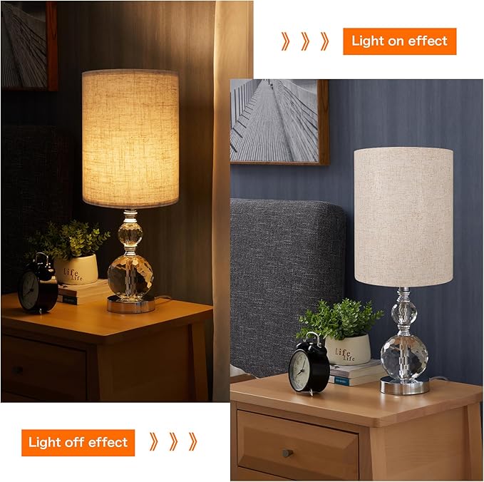 Tall Drum Lamp Shade for Table Lamps, Floor Lamp, Cloth Lampshade 10" Top X 10" Bottom X 13" High, Beige Large Line Fabric, Easy Assembly