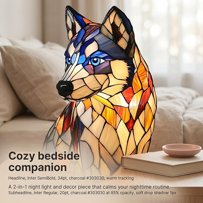 Rainbow Puppy Lamp Stained Glass Dog Night Light 3D Retro Stained Resin Rainbow Pup Lights Charge Powered Table Lamp Puppy Glow Lamps for Home Bedroom Desk (I-1)
