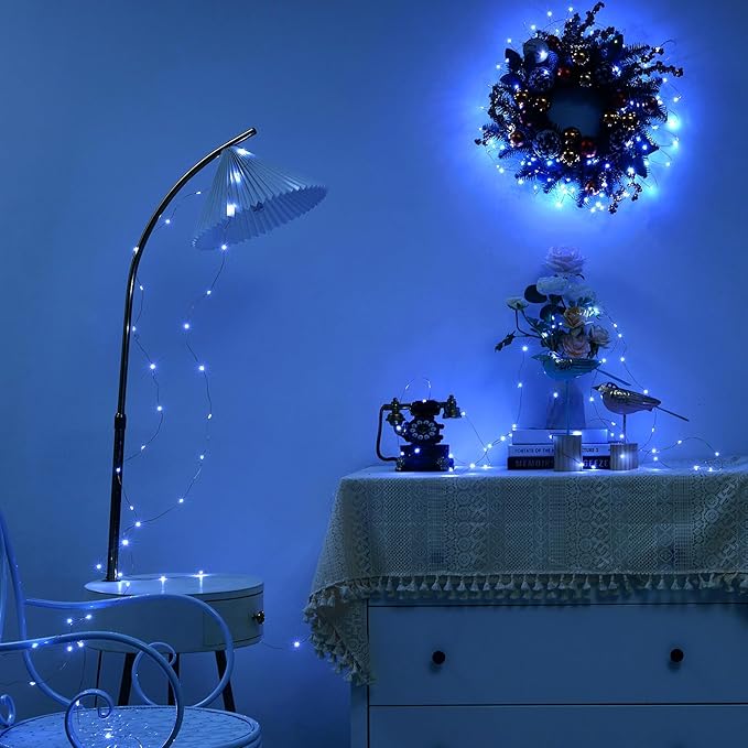 2 Pack 16.4ft Battery Operated String Lights with Timer, Cool White with Synchronized Twinkle Mode, Fairy Lights Battery Powered, 50 LEDs, Idea for Christmas Bedroom Party Wedding