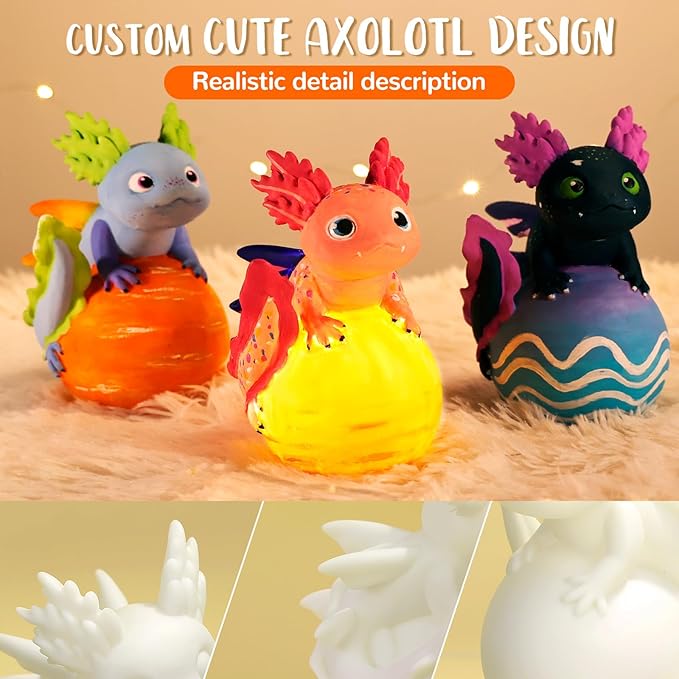 JMMICO Paint Your Own Axolotl Lamp Kit, Axolotl Crafts Night Light, Arts and Crafts for Kids Ages 4-8, Easter Basket Stuffers, Easter Gifts for Girls Boys 6 7 8 9 10 11 12 Years Old 【Upgraded Paints】