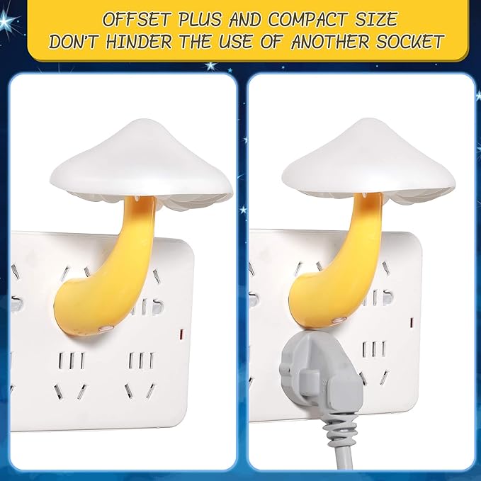 Mudder 8 Pack Mushroom Night Light Plug in 7 Color Changing LED Mushroom Nightlight Lamp Cute Light Sensor Wall Lamps for Adults Gifts