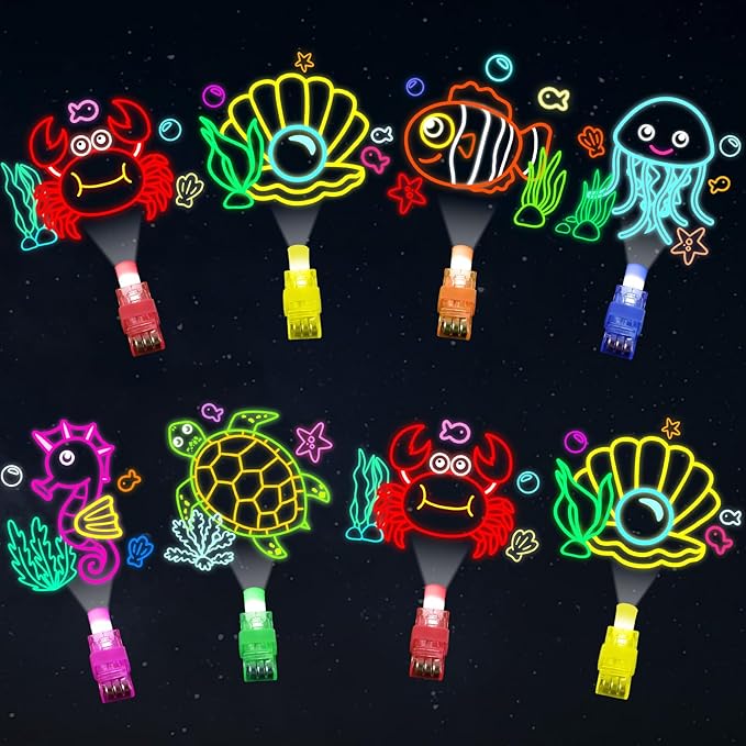 36Pcs Under the Sea Animal LED Finger Lights Ocean Animal Party Favors Glow in the Dark Light Up Finger Lights Sea Themed Bulk for Birthday Party Goodie Bag Stuffer Birthday Gifts Prize
