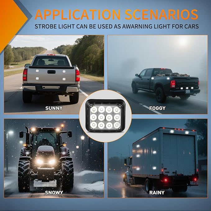Nilight 12LED Magnetic Wireless Trailer Lights 2PCS Rechargeable Portable Hazard Beacon Warning Light White Emergency Strobe Light for Trucks Trailers Vehicles Cars Bus Surface Mount