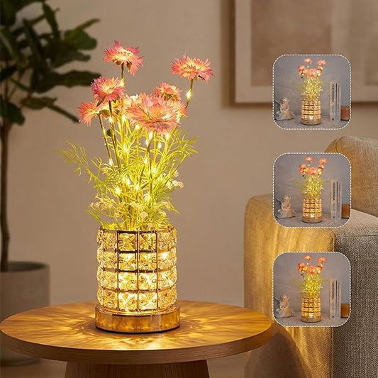 Cornflower Flower Lamp, Rechargeable Artificial Flower Table Lamp with 3 Color Temperature, Dimmable Touch Cordless Lamp for Bedroom Room Home Decor, Birthday Mother's Day Gift for Mom Grandma Women