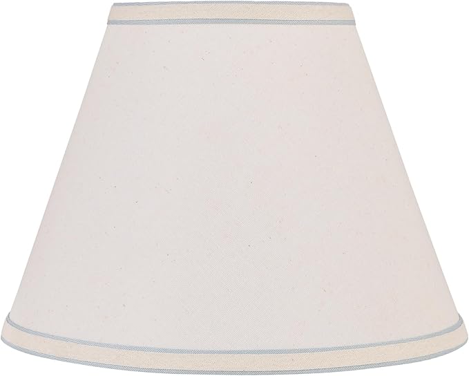 Aspen Creative 58881A Transitional Empire Shape Uno Construction Lamp Shade in Ivory Powder with Blue Trim, 6" Top x 12" Bottom x 9" Slant Height