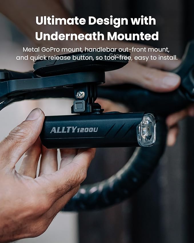 Magicshine Bike Lights ALLTY 1200U, Bicycle Lights for Night Riding with Underneath Mounted, FTR LightSync Control, USB Rechargeable 4200mAh, Bike Light Front and Back for Road Mountain Cycling