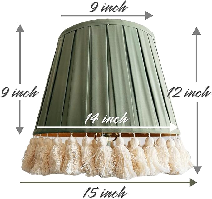 Tristan Home Round Pleated Lamp Shade with Tassels 9ix14x12inches (The Height 12inch Includes Tassels) (Light Flush Pink)