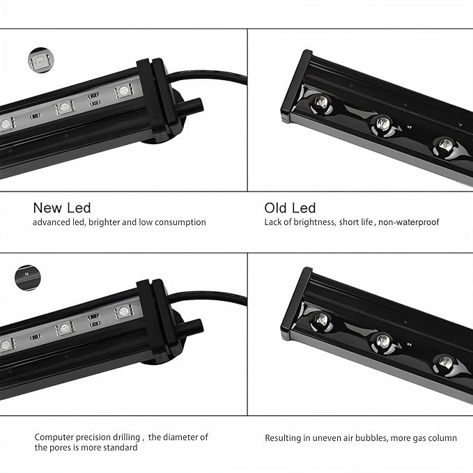 9.05 inch Submersible Aquarium Light, Fish Tank Light with Air Bubble Hole, RGB Color Changing Brightness Adjustable IP68 Waterproof Remote Control LED Light for Aquarium Fish Tank