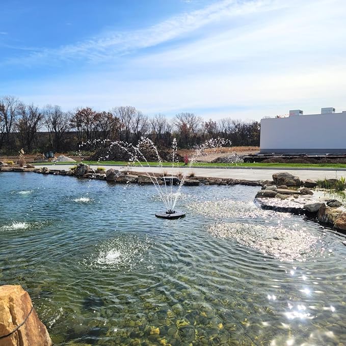 HALF OFF PONDS Floating Fountain, 1/3 HP Pond Aerator, 100 ft Cord, 5,200 GPH Water Pump, 9 Spray Patterns, Energy-Efficient Pump - for Ponds & Water Gardens
