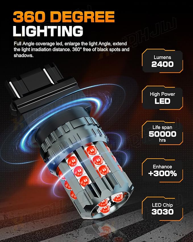 LED Brake Stop Tail Light Bulb 3157 3057, Compatible for Ford Escape 2013 2014 2015 2016, Bright Pure Red, Plug n Play, Pack of 2