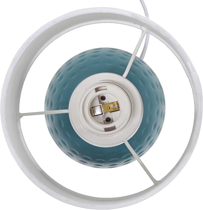 Simple Designs LT1161-TEL 12.5" Chic Glow Petite Dimpled Ceramic Table Lamp, for Bedroom, Office, Living Room, Stylish Spaces, Teal