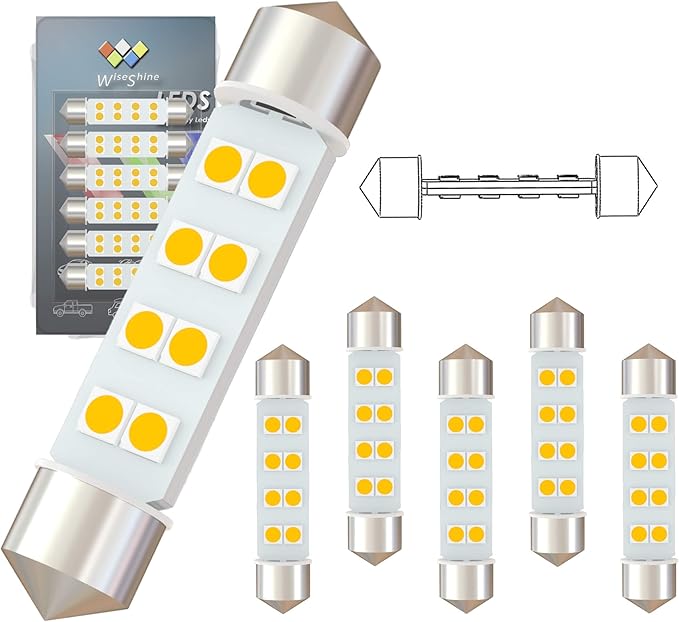360 deg DC 24V 44mm Festoon LED Bulb 578 LED Car Bulbs Warm White 211-2 Navigation Bulb for Truck Interior Dome Reading Map Cargo Lights(Pack 6)