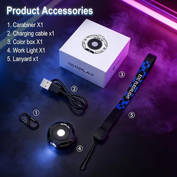G1 Mini Keychain Flashlight Rechargeable,Small Powerful EDC Pocket Flashlight with White & RGB Side Light,Magnetic,Carabiner Clip,IP67 Waterproof Aluminum LED for Camping & Hiking (Black)