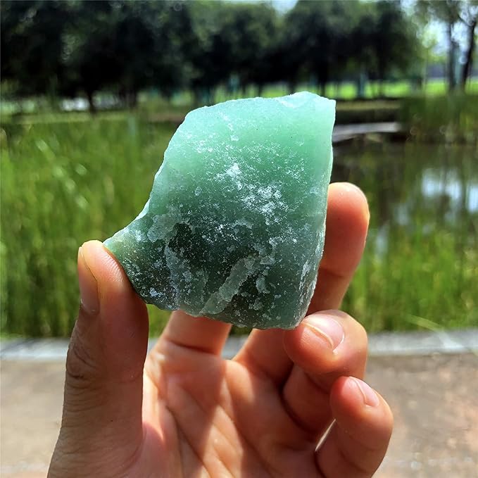 Zenkeeper 1Lb Green Aventurine Raw Stones for Tumbling, Polishing, Rough Green Aventurine Crystals Bulk Rough Gemstone for Jewelry Making, Healing, Meditation, Reiki