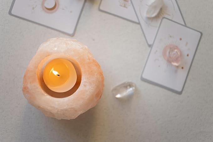 Pink Himalayan Salt Candle Holders - Pack of 4 Tealight Holders for Home Decor, Hand Crafted Salt Lamp Holders for Room Decoration