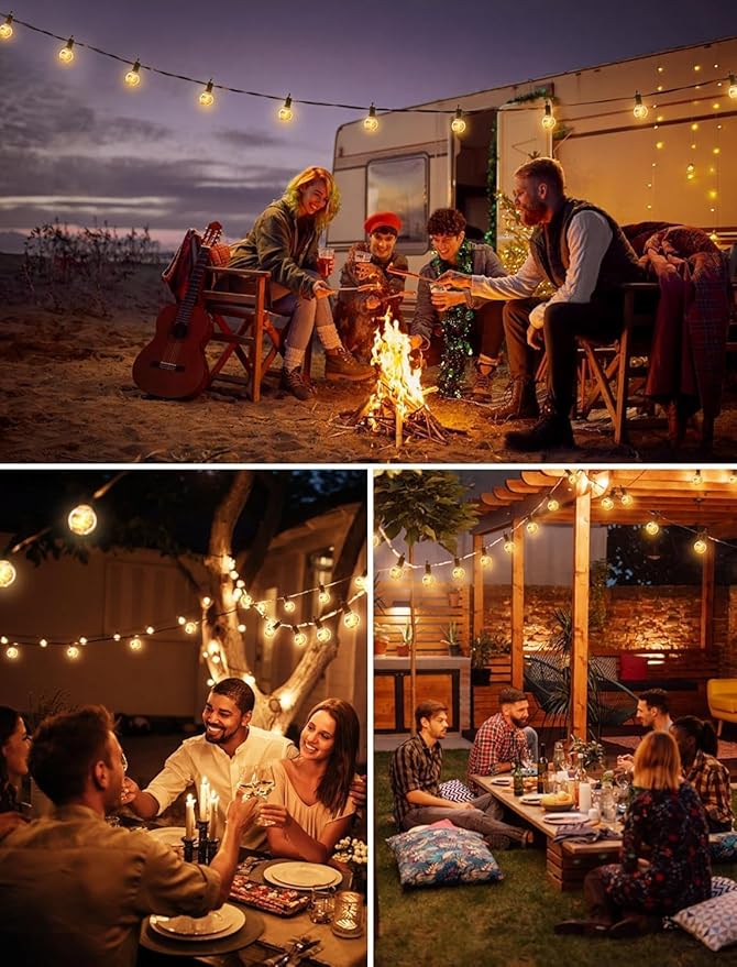 Brightown Outdoor String Lights - Globe Patio Lights 38 Ft with 15 G40 Shatterproof Bulbs, Waterproof Connectable Commercial Outdoor Light for Backyard, Bistro, Porch, Cafe, Deck