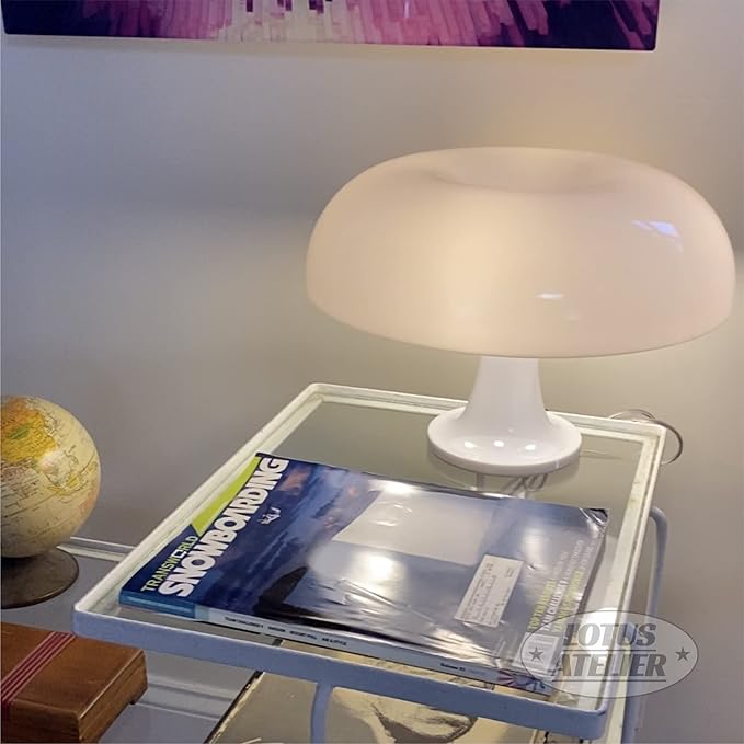 Lotus Atelier Retro Mushroom Lamp for Room Aesthetic Modern Lighting for Bedroom | Cool Retro Living Room Decor (White)