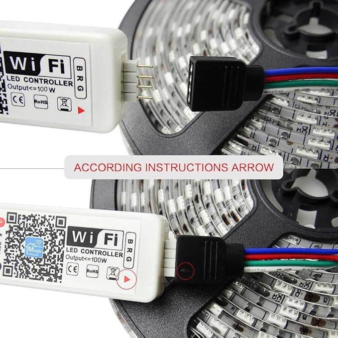 Aubric Smart WiFi LED Controller, RGB Led Strip Lights Wireless Controller, Compatible with Alexa & Google Home & IFTTT, Free Magic Home App via iOS or Android Smartphone (2 Pack)