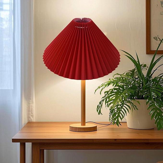 Pleated Table Lamp Shade Replacement Home Decor Lighting Fixtures Light Cover Floor Lamp Shade for Office, Red
