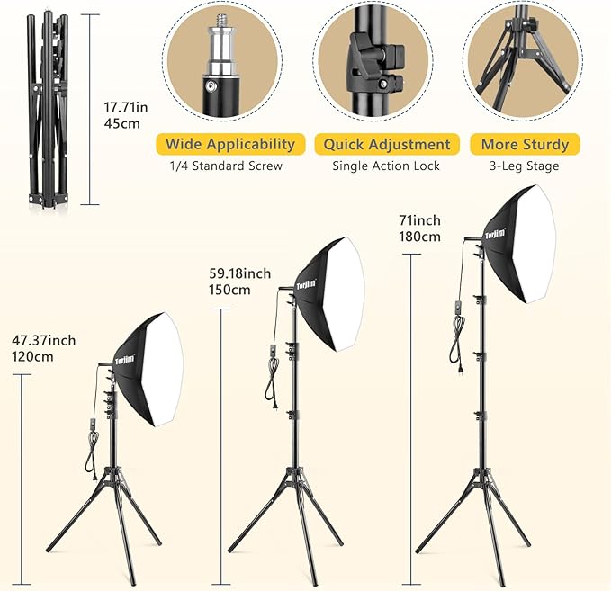 Torjim Softbox Photography Lighting Kit, 20'' x 20'' Professional Softbox Lighting Kit with 85W 3000-7500K LED Bulbs, Studio Lights for Photography/Video Recording/Live Streaming/Portraits Shooting