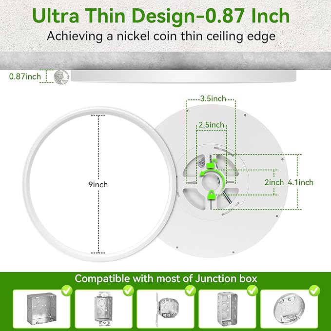 LED Ceiling Light, 9 Inch Led Flush Mount Ceiling Light 2800LM 3000K/4500K/6000K 3CCT Dimmable for Kitchen,Bedroom,Living Room(8 Pack, White)…