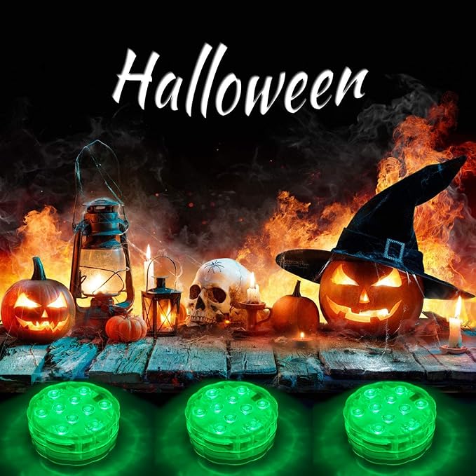 4Pack Submersible led Lights Waterproof Pool Lights Underwater with 16 Colors and Remote Control for Aquarium,Vase, Bath,Hot Tub, Halloween, Christmas,Swimming Pool and Party Decoration