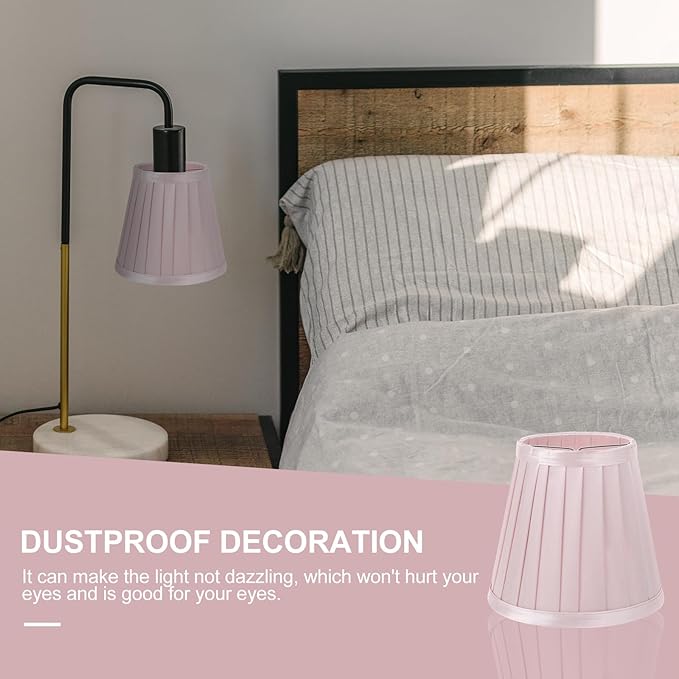 Small Lamp Shade - Clip On Bulb Lampshade Fabric Mini Replacement s for Table s, Floor s, Wall s, 5x5x3 Inch, Pink