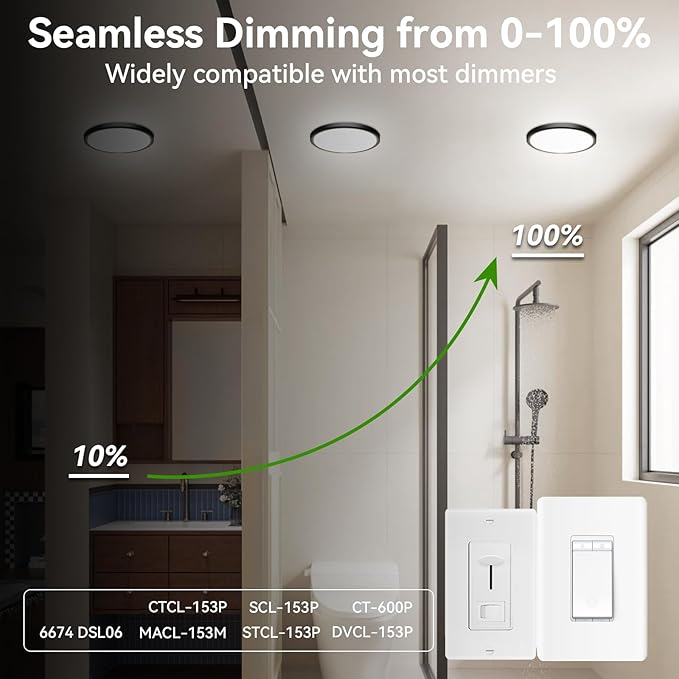 LED Ceiling Light, 2800LM Super Bright 9 Inch Led Flush Mount Ceiling Light 3000K/4500K/6000K 3CCT Dimmable for Kitchen,Bedroom,Living Room (2 Pack, Black)…