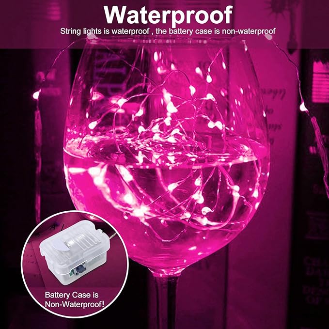 AIKEI 6 Pack LED Fairy Lights Battery Operated, Mini String Lights Waterproof 7ft 20 Led Firefly Starry Lights for Wedding Party Bedroom Valentine's Day Birthday Christmas Decoration, Pink