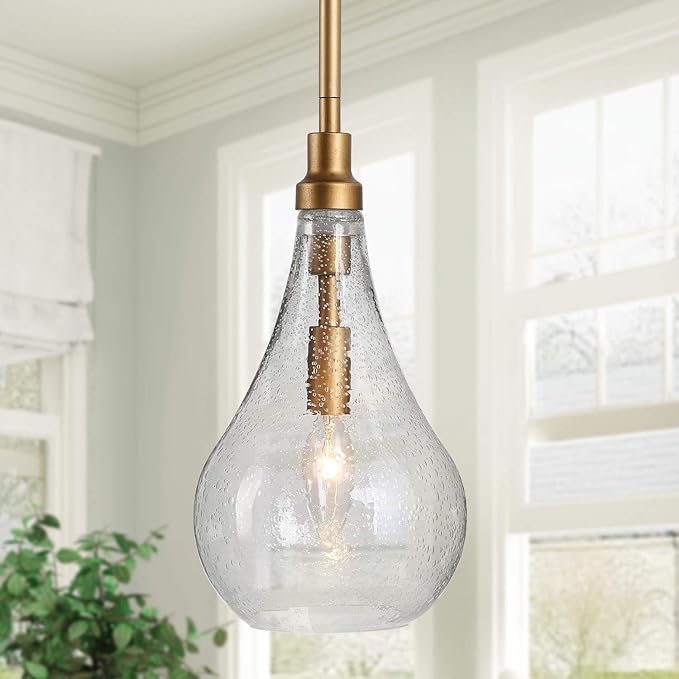 KSANA Gold Glass Pendant Lighting for Kitchen Island, Bedroom, Dining Room, Entryway, Sink, Breakfast Nook
