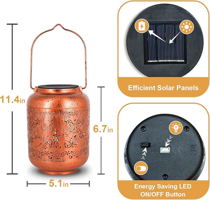 Hummingbird Solar Lanterns Outdoor Waterproof Hummingbird Birthday Gifts for for Women Mom Grandma, Hanging Solar Lights Garden Decoration Outside for Yard, Patio,Pathway Landscape