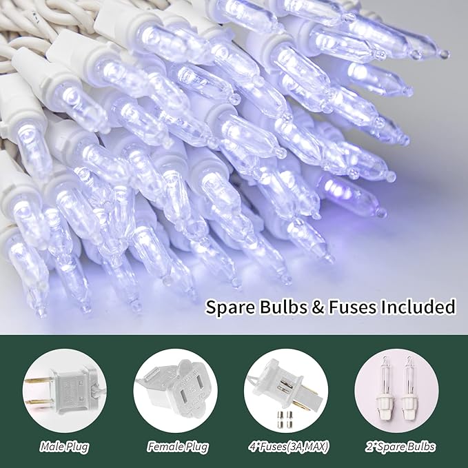 LAMPHOME 100 Mini LED Count White -String Lights - 21.6FT LED Christmas Lights, Mini led Lights for Indoor Outdoor Home Holiday Party Wedding Independence Day Decoration