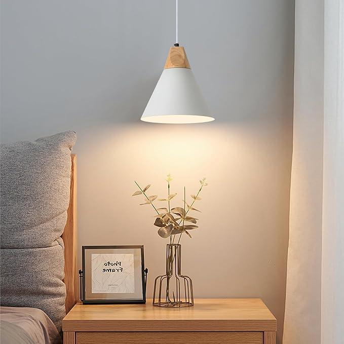 White Pendant Light, 2 Packs 9.4inch Farmhouse Pendant Light, Kitchen Pendant Lights, Pendant Lights Kitchen Island for Living Room, Bar, Bedroom, Office