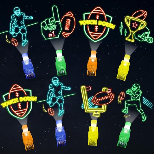 36Pcs Football LED Finger Lights Sport Party Favors Glow in the Dark Light Up Finger Lights Rugby Themed Toys Bulk for Birthday Party Goodie Bag Stuffer Birthday Gifts Prize