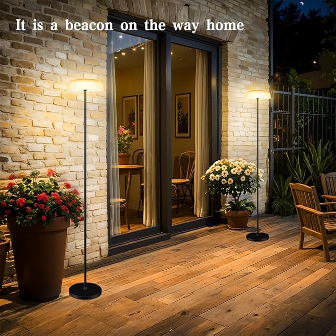 Remote Control Solar Floor Lamp Indoor Outdoor, Cordless IP65 Waterproof Dimmable Touch USB Charging with Metal Stand, Warm/White for Garden Patio